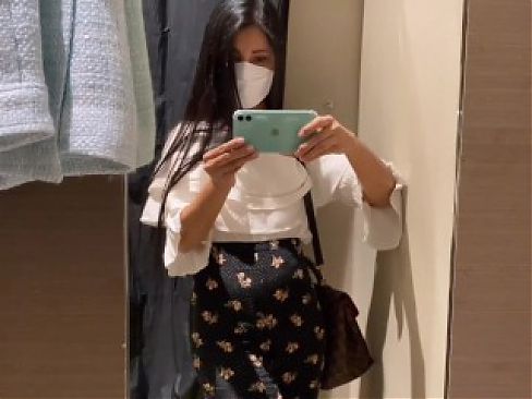 Shopping mall's fitting room horny masturbate